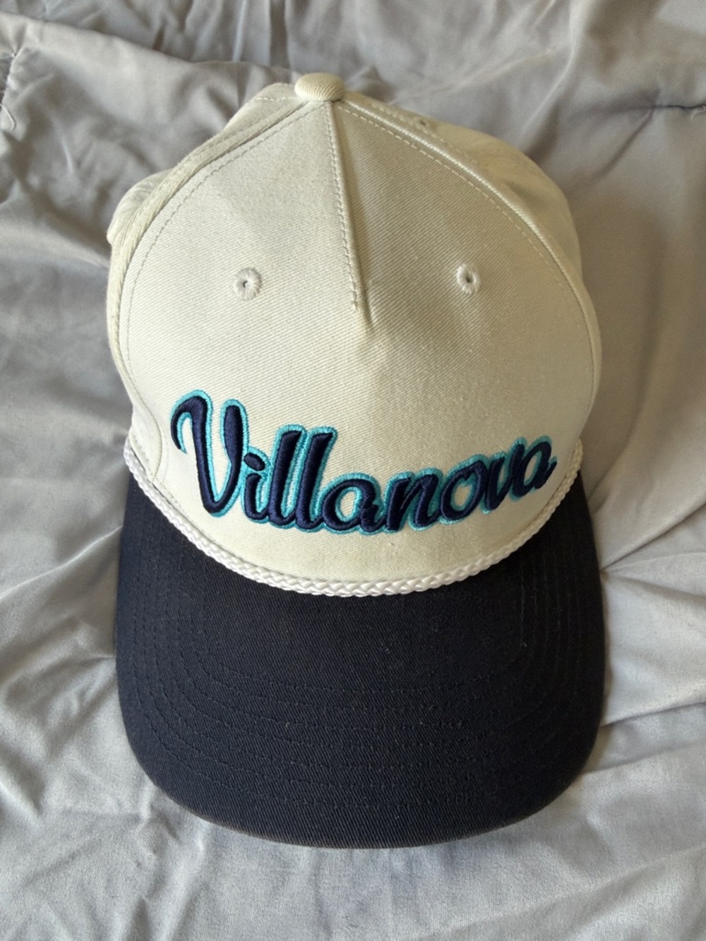 Villanova Two-Tone Rope Front Baseball Cap - Cream & Black